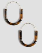 Asos Design Hoop Earrings With Resin Bar In Silver - Silver