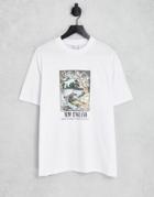 Asos Design Relaxed T-shirt With New England Outdoors Front Print In White