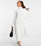 Missguided Knitted Roll Neck Midaxi Dress In White