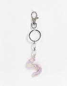 Asos Design Personalized S Bag Charm In Lilac Marble-purple