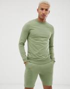 Asos Design Tracksuit Muscle Sweatshirt / Skinny Shorts In Green - Green