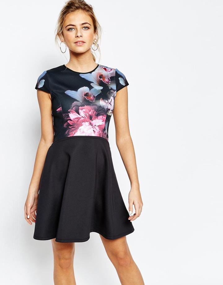 Ted Baker Skater Dress In Ethereal Posie Print - Multi