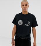 Reclaimed Vintage Oversized T-shirt With Sun And Moon Print-black