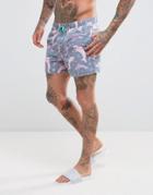 Asos Swim Shorts In Acid Wash With Dolphin Print In Short Length - Multi