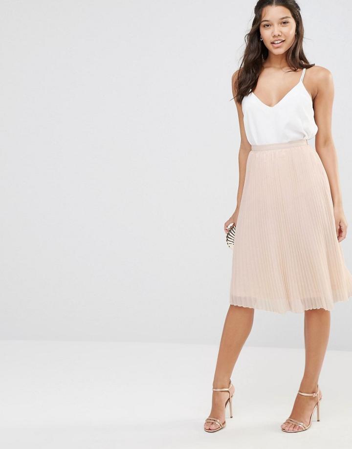 Tfnc Pleated Midi Skirt - Pink Metallic
