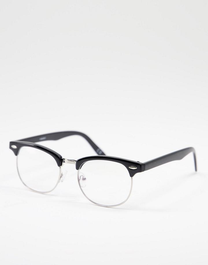 Asos Design Retro Sunglasses In Black With Bluelight Lens