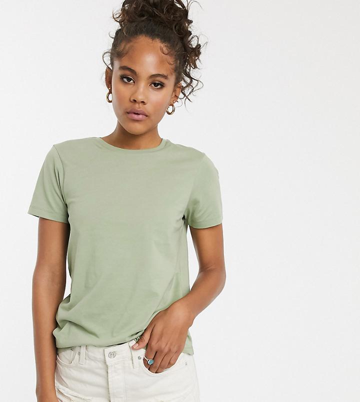 Asos Design Tall Organic Cotton Crew Neck T-shirt In Khaki-green