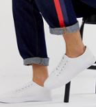 Asos Design Wide Fit Sneakers In White Canvas