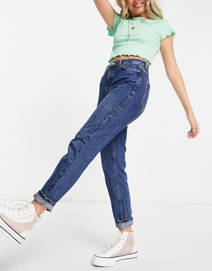 Topshop Mom Jeans In Indigo-blues
