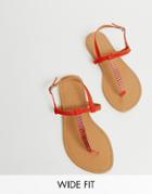 New Look Wide Fit Toepost Flat Sandals In Red - Red