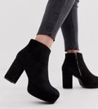Glamorous Wide Fit Black Platform Ankle Boots