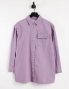 Noisy May Oversized Denim Shirt In Pale Purple