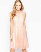 Traffic People Never Ending Story Halter Dress With Pleated Skirt - Pink