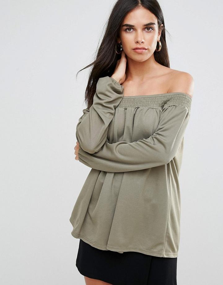 Ax Paris Bandeau Long Sleeve Top - Green