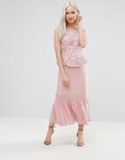 Foxiedox Primrose Lace Midi Dress With Peplum - Pink