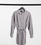 Asos Design Curve Denim Oversized Belted Shirt Dress In Washed Lavender-purple