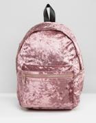 Missguided Crushed Velvet Backpack - Pink