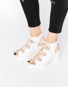 Asos Tempt Lace Up Heeled Sandals - White