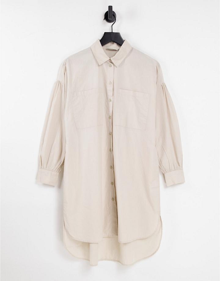 Only Longline Shirt In Taupe-neutral