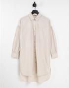 Only Longline Shirt In Taupe-neutral