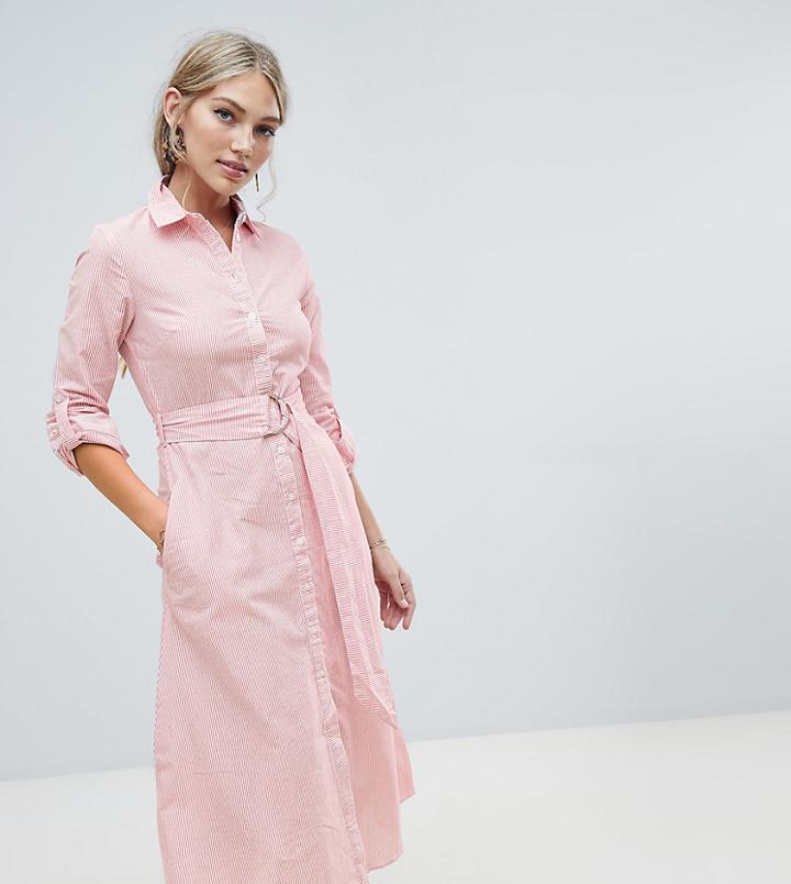 Warehouse Shirt Dress In Red Stripe - Red