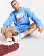 Nike Trend Fleece Retro Logo Crew Neck Sweatshirt In University Blue