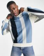 River Island Oversized Knit Stripe Sweater In Blue