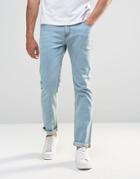 Asos Stretch Slim Jeans In Light Wash - Blue