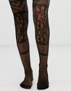 Asos Design Paneled Lace Tights-black