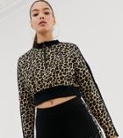 Puma Cropped Cheetah Print Sweatshirt - Black