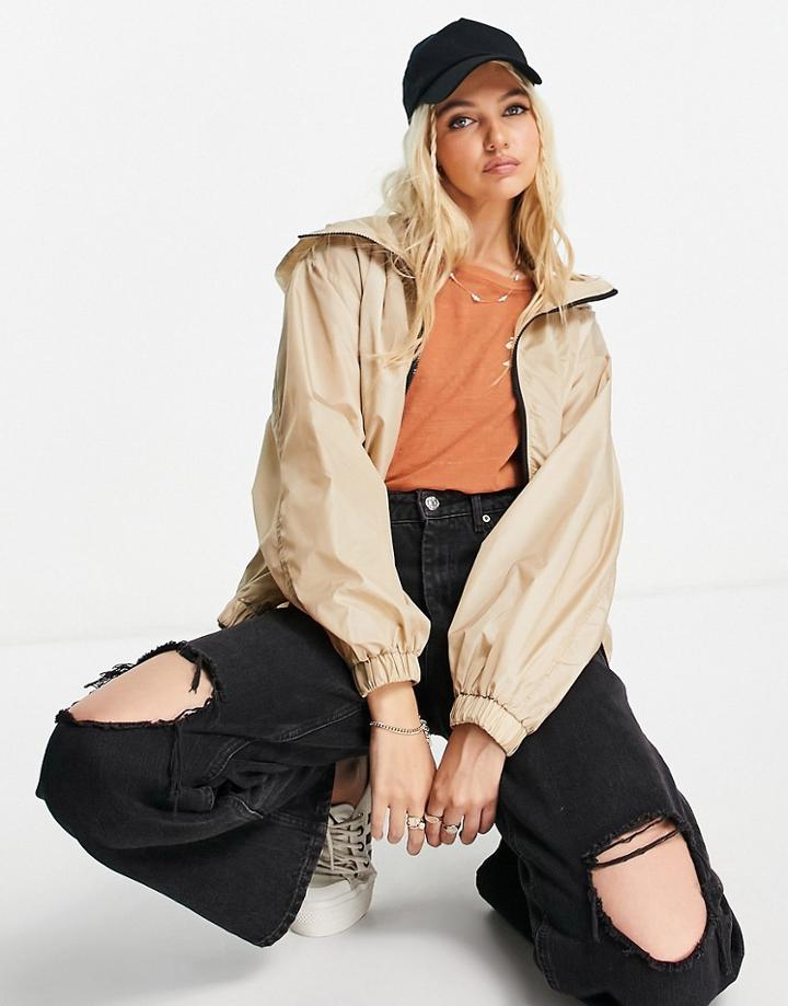 Asos Design Rain Bomber Jacket In Camel-purple