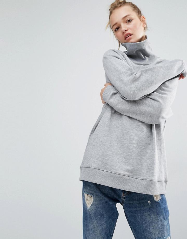 Monki Sweat Top Sweater - Gray
