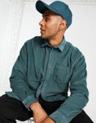 New Look Oversized Corduroy Overshirt In Teal-blues