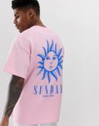 New Look Oversized T-shirt With Sunday Back Print In Pink - Pink