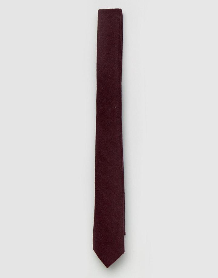 Asos Tie In Textured Burgundy - Red