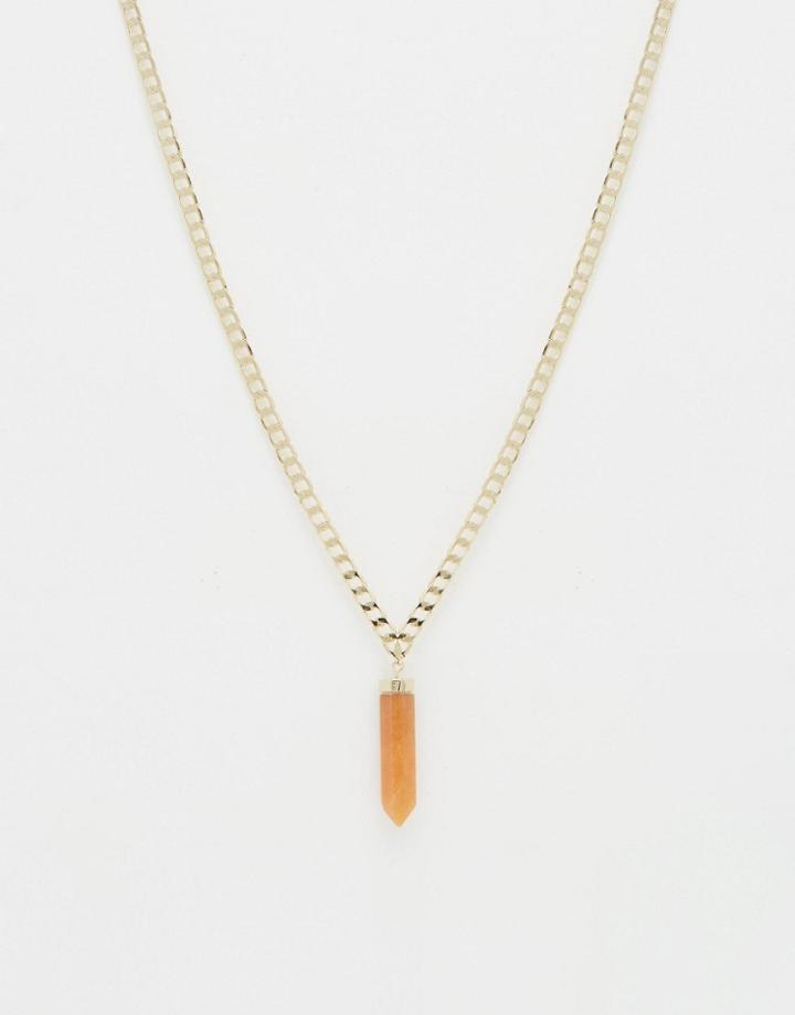 Orelia Luxe Chain Lariat Necklace With Semi Precious Stone - Gold