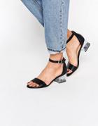 Truffle Collection Clear Heel Strap Sandal - Black