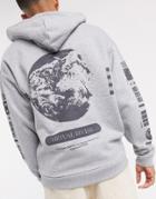 Asos Design Oversized Hoodie With Multi Placement Print-gray