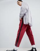 Mennace Cropped Joggers In Burgundy - Red