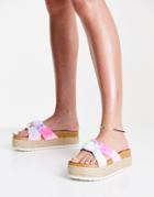 Asos Design Teegan Knotted Flatform Sandals In Tie Dye-multi