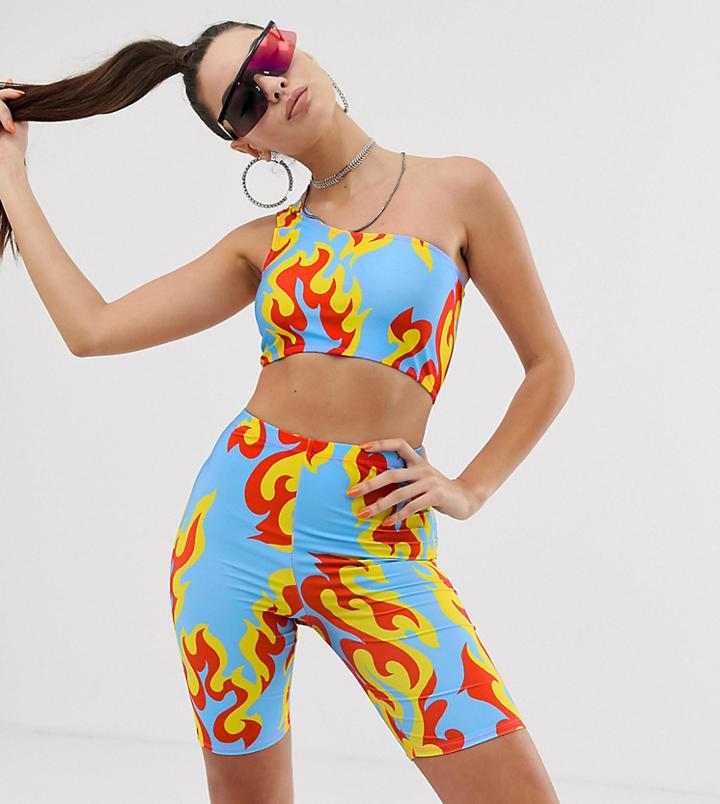 Jade Clark X Tara Khorzad Crop Top With Flame Print - Blue