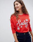 Brave Soul Snow Off Sweater - Red