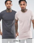 Asos Muscle Fit Longline T-shirt 2 Pack Save - Multi