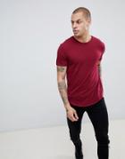 Religion Muscle Fit T-shirt With Dropped Hem In Red - Red