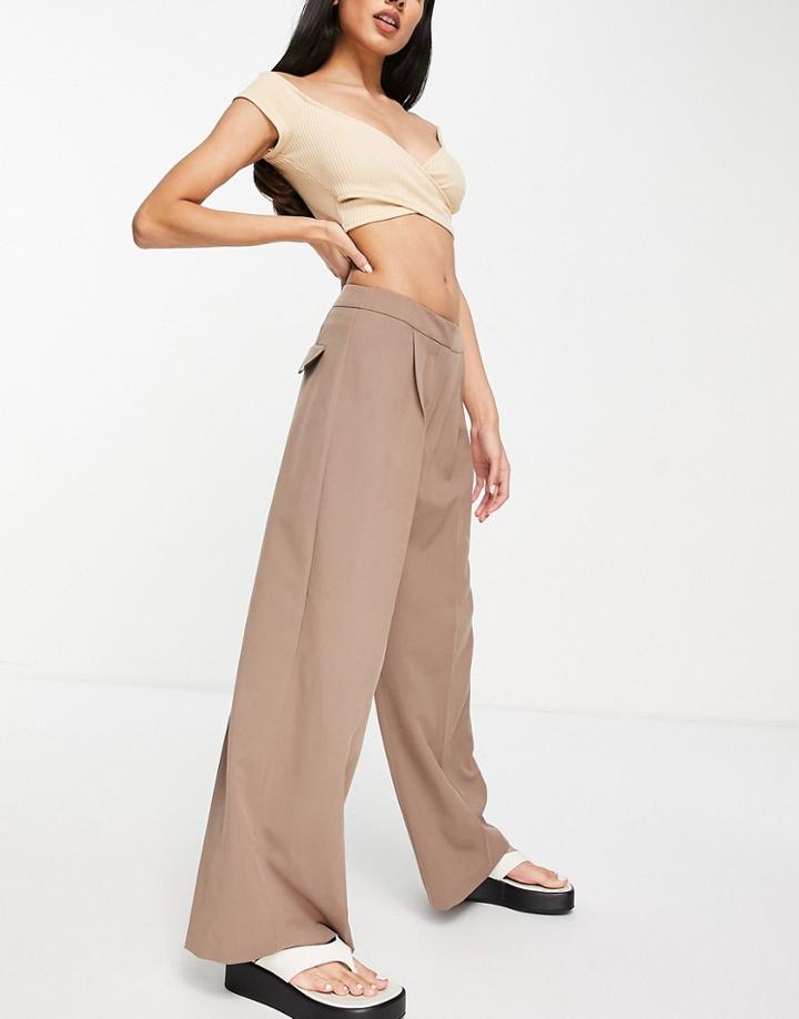 Asos Design Low Rider Mansy Pants-brown