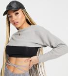 Asyou Knit Cropped Sweater In Gray-neutral