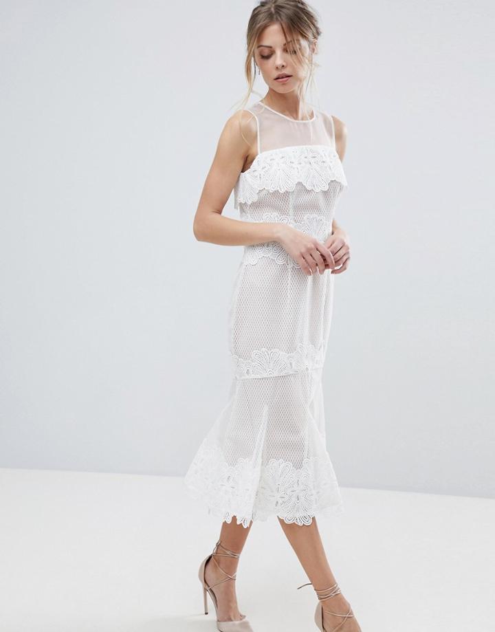 Coast Sarry Maselle Lace Midi Dress - White