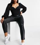 Yours Faux Leather Straight Leg Pants In Black