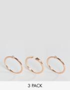Asos Pack Of 3 Stacking Pinky Rings - Copper