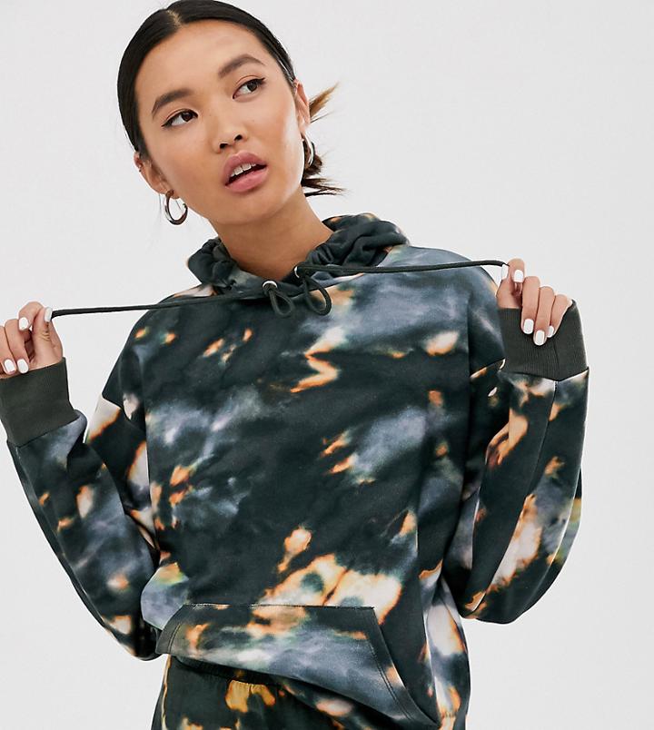 Monki Tie Dye Classic Hoodie In Gray - Gray